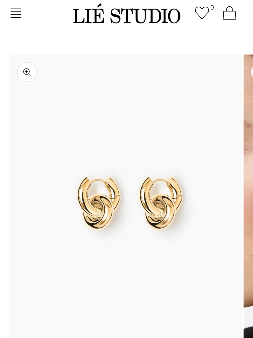 Lie Studio The Esther Earrings Gold Linked Hoop Earrings $390 retail NWOT
